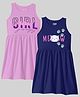 KUCHIPOO Pack Of 2 Sleeveless Girl Text & Cat Printed Dresses - Purple & Blue