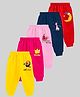 KUCHIPOO Pack Of 5 Fruits & Animals Printed Pajamas - Red Blue Pink Yellow & Magenta