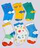 KUCHIPOO Pack Of 6 Emoji Printed Socks - Blue Yellow Green White & Orange