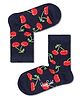 HAPPY SOCKS Organic Cotton Blend Cherry Printed Socks - Navy Blue