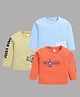 Nottie Planet Pack of 3 Cotton Full Sleeves Navy Sailing Text & Car Printed Tees - Blue Coral & Yellow