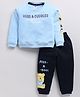 Nottie Planet Loopknit Full Sleeves Bear Printed Tee With Boat Printed Pajama Set- Blue