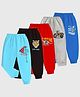 KUCHIPOO Pack Of 5 Vehicles & Animals Printed Pajamas - Blue Red Black & Grey