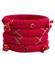 Kamule Durga Puja Theme Ethnic Cotton Thread Stone & Beads Embellished Bangles - Red
