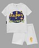 The Peppy Tend Halloween Theme 100% Cotton Half Sleeves Happy Halloween Text Printed Tee & Coordinating Shorts Set - White