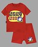 The Peppy Tend Halloween Theme 100% Cotton Half Sleeves Baby Boo Text Printed Tee & Coordinating Shorts Set - Red