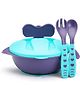 SKB Baby Feeding Bowl with Lid, Suction Cup, Spoon & Fork Set for Feeding & Weaning - Color & Design May Vary