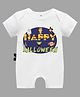 The Peppy Tend Halloween Theme 100% Cotton Half Sleeves Happy Halloween Text Printed Romper - White