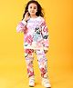 Anthrilo Fleece Full Sleeves Text Printed Coordinating Sweatshirt With Joggers Sets - White