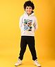 Anthrilo Fleece Full Sleeves Play Time Text Printed Hoodie & Comfort Fit Joggers Set - Black & Grey