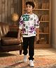 Anthrilo Cotton Blend Full Sleeves Text Printed Sweatshirt With Warm Fleece Solid Joggers Set - White & Black