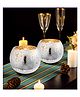 VoiDrop Set of 2 Votive Tealight Candle Holders Mercury Glass  Candle Holder Ice Cracked Glass Bowl Candle Holder for Home Wedding Tables (Silver)