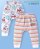 Babyoye Disney  Cotton Knit Full Length Diaper Pants Striped & Winnie The Pooh Print Pack Of 2 - White & Light Blue