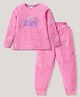 Smarty Girls Cotton Lycra Knit Full Sleeves Winter Wear Suit With Text Print - Dark Pink