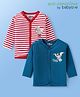 Babyoye Disney Interlock Knit Full Sleeves Jhablas with Dumbo Graphics & Stripes Pack of 2 - Navy Blue Red & White