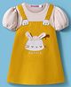 Kookie Cotton Knit Puffed Sleeves Frock with Animal Embroidery & Applique - Yellow