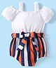 Kookie Kids Singlet Cold Shoulder Sleeves Onesie with Stripes - White