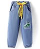 Kookie Kids Full Length Cotton Jeans With Shoes Embroidery - Blue