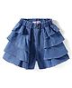 Kookie Kids Solid Cotton Shorts With Frill Detailing - Blue