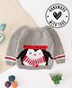 Woonie Hand Knitted Full Sleeves Penguin Designed Intarsia Sweater - Grey