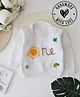 Woonie Full Sleeves Handknitted Sun & One Text Embroidered Sweater - Cream