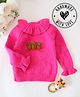 Woonie Full Sleeves Handknitted Pumpkin Embroidered Sweater - Pink