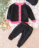Woonie Full Sleeves Handknitted Color Blocked Sweater Set - Black