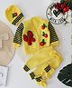 Woonie Full Sleeves Handknitted Bow Applique Detailed Sweater Set With  Cap - Yellow