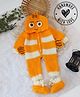 Woonie Full Sleeves Crochet Fish Designed Hooded Jumpsuit With Coordinating Booties - Orange