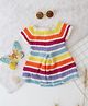 Woonie Short Sleeves Crochet Striped Onesie - Multi Colour