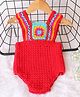 Woonie Sleeveless Crochet Self Designed Onesie - Red