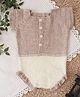 Woonie Short Sleeves Crochet Colour Blocked Onesie - Beige