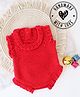 Woonie Sleeveless Crochet Solid Onesie - Red