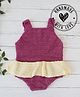 Woonie Sleeveless Crochet Frill Detailed Onesie - Purple