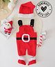 Woonie Sleeveless Crochet Santa Claus Designed Dungaree With Cap & Booties - Red