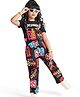 Ollington St.100% Cotton Dungaree & Half Sleeves Inner T-Shirt Text Print - Black