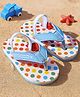 Cute Walk by Babyhug Flip Flops with Backstrap Closure & Polka Dots Print - Light Blue