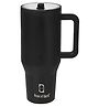 House of Quirk 1200 ml Tumbler with Handle & Simple Flip Straw - Car Cup Holder Friendly Leak Resistant Water Bottle-Reusable Insulated Stainless Steel & Rubber Base-Black