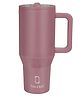 House of Quirk 1200 ml Tumbler with Handle & Simple Flip Straw - Car Cup Holder Friendly Leak Resistant Water Bottle-Reusable Insulated Stainless Steel & Rubber Base-Pink Sand