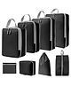 House of Quirk Compression Packing Cubes for Travel 8 Set Packing Cubes Travel Organizer Compressible Travel Essentials Packing Organizers Travel Essentials-Black