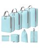 House of Quirk Compression Packing Cubes for Travel 8 Set Packing Cubes Travel Organizer Compressible Travel Essentials Packing Organizers Travel Essentials-Light Blue