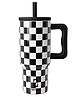 House of Quirk 1200 ml  Stainless Steel Tumbler Hot and Cold with Handle and Lid 2 Straw Double Insulated Cup 100% Leak Proof Mug Cupholder for Gym Travelling- Chess
