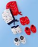 Doodle Poodle Interlock Knit Cap Mittens & Booties Set with Beach Theme Print Red & White Pack of 2 - Diameter 11 cm