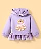 Little Kangaroos Fleece Knit Full Sleeves Bear Embroidered Hooded Overlap Sweatshirt - Lilac