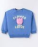 Little Kangaroos Fleece Knit Full Raglan Sleeves Sweatshirt with Text Print & Floral Applique - Royal Blue