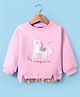 Little Kangaroos Fleece Knit Full Drop Shoulder Sleeves Sweatshirt With Unicorn Patch - Baby Pink