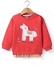 Little Kangaroos Fleece Knit Full Drop Shoulder Sleeves Sweatshirt With Unicorn Patch - Coral