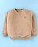 Little Kangaroos Fur Woven Full Sleeves Sweatshirt With Bear Embroidery - Light Brown