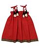 Snowflakes Cotton Sleeveless Floral  Lace Embellished Dress - Orange