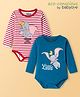 Babyoye Disney Interlock Knit Full Sleeves Striped & Dumbo Printed Onesies Pack of 2 - Blue & Red